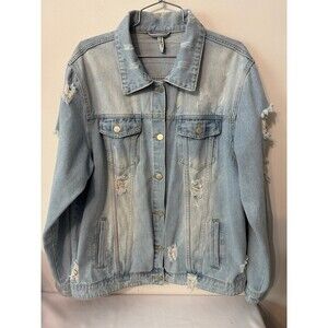 AMERICAN BAZI FASHION TOUR DISTRESSED RIPPED DENIM JKT 1x